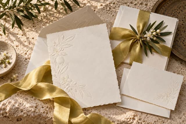 La texture du papier et le ruban donnent déjà le ton, sans imprimer un motif de citron sur chaque carte.